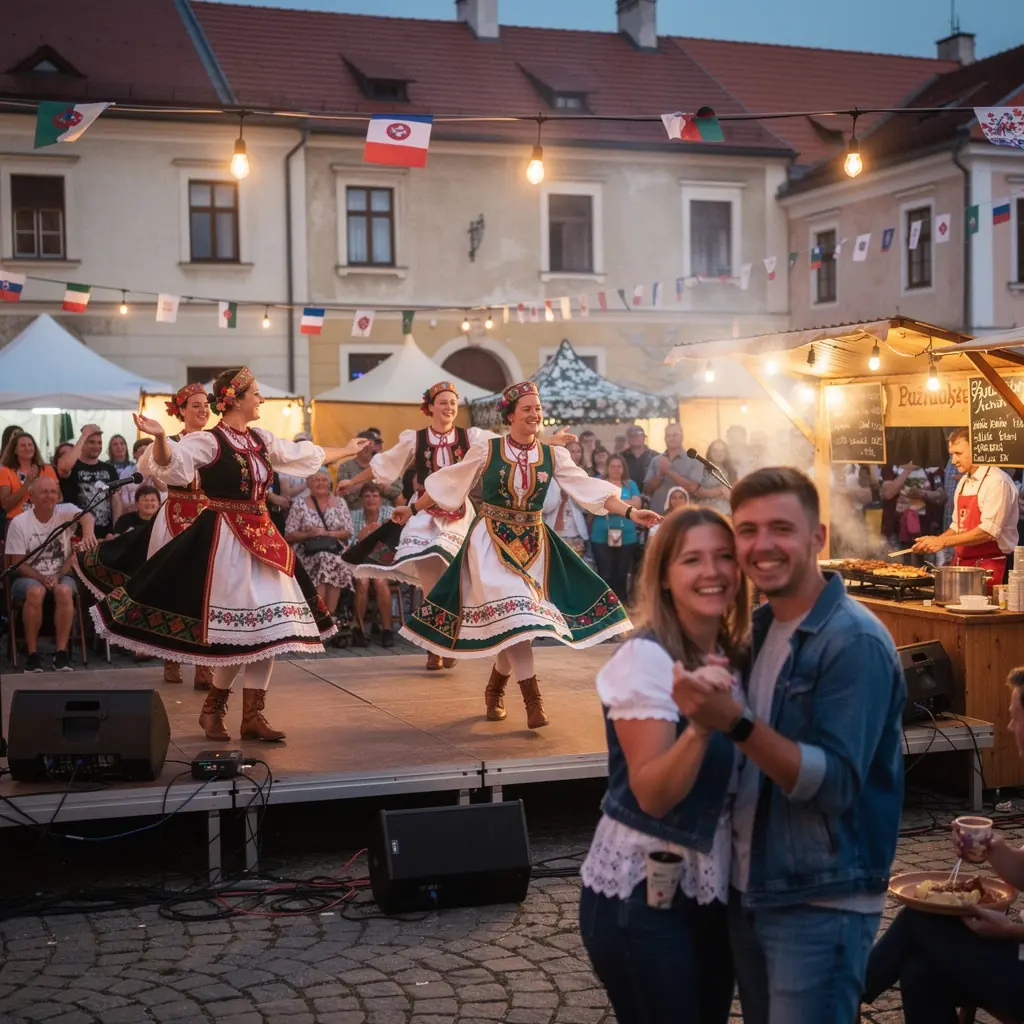 A local market in Slovakia showcasing fresh produce and handmade crafts, reflecting the region's rich culture and traditions.